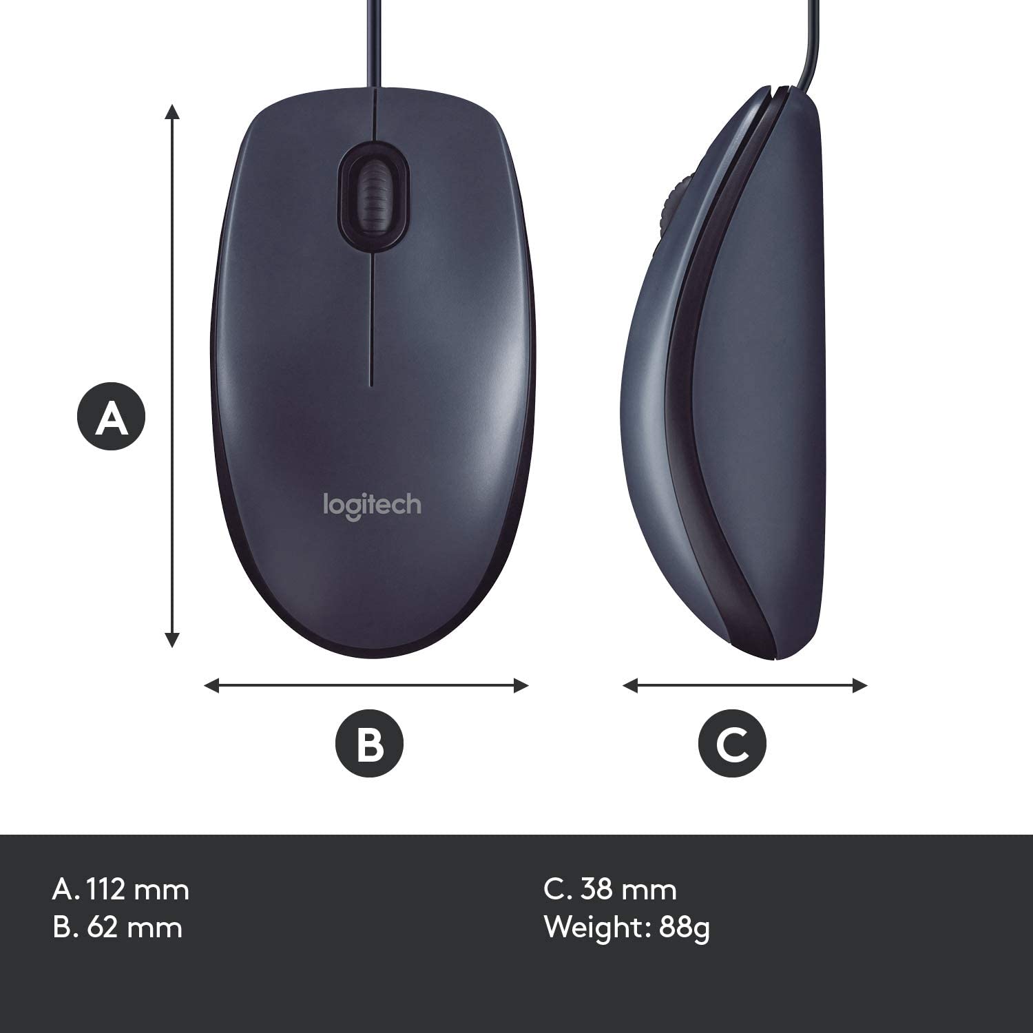 Logitech M100R Black USB Wired Mouse - nsedeal.in
